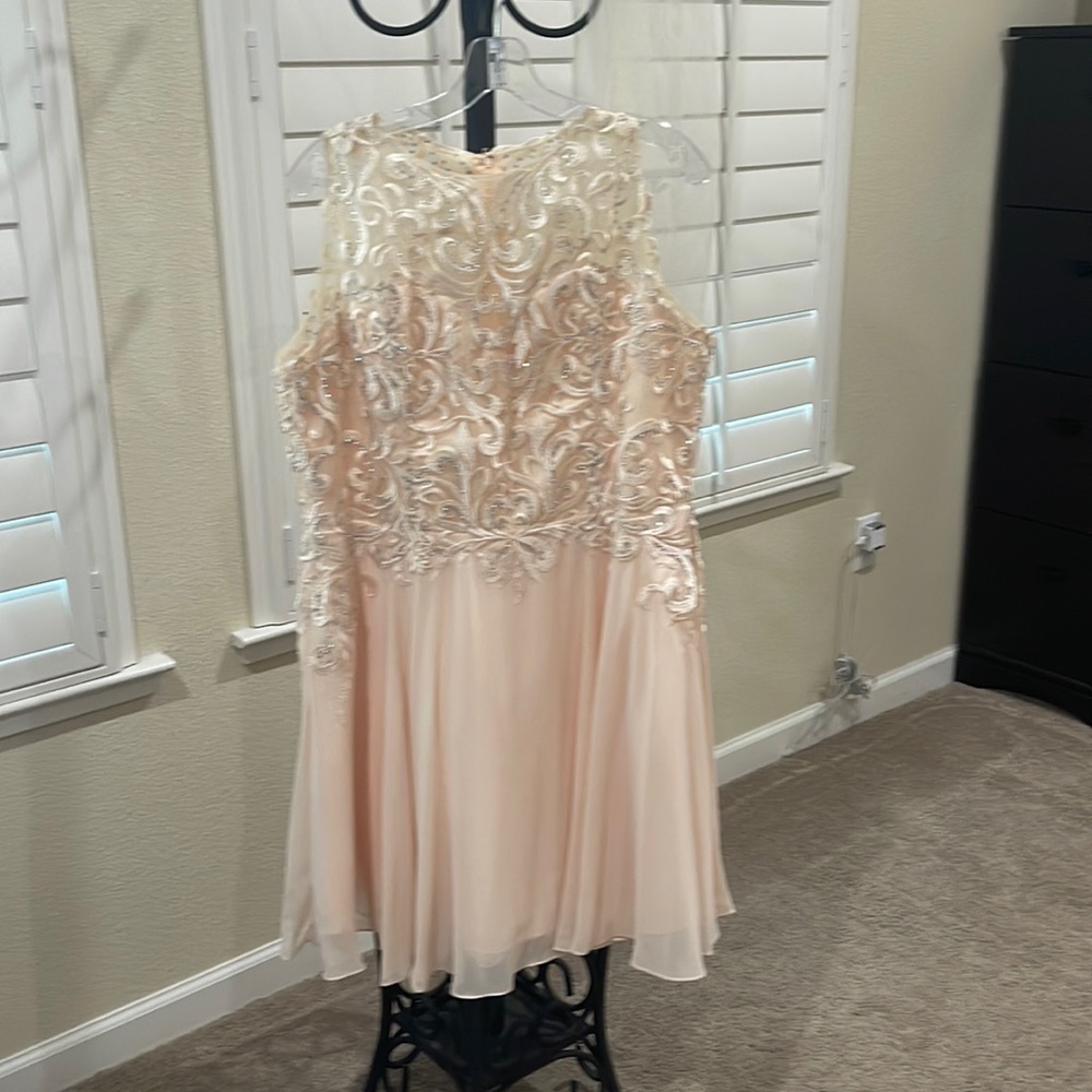Pink and champagne prom dress